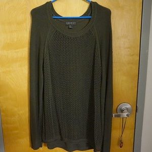 Sheer net olive green sweater